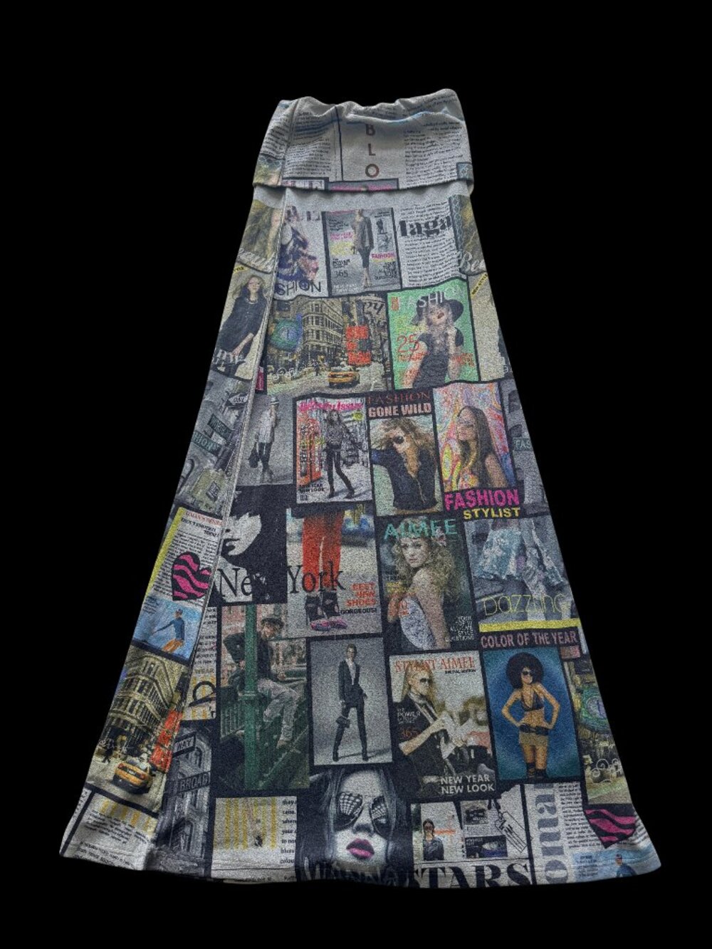 Y2K Editorial Newspaper Print Dress Small | Vogue Inspired Art to Wear
